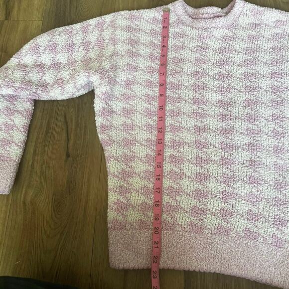 SKIMS Cozy Check Bouclé Knit Sweater Pink Cream Soft Girl Pullover XXS XS - Picture 7 of 8